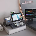 Minetli POS System Setup With Cash Register Displays And Receipt Printer 3d model