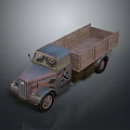 Vintage Old Truck With Wooden Cargo Bed And Classic Front Design And Wheels Details