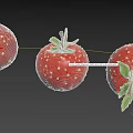 Colorful Art Installation Featuring Three Red Spheres With White Spots And Green Leaves