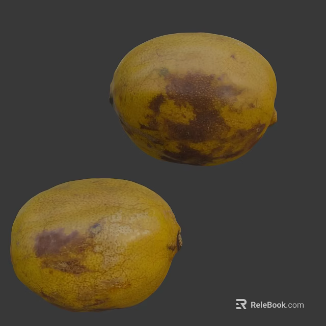Closeup View of Ripe Yellow Fruits Showing Brown Spots and Cracked Skin 3d model 