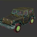 Black Classic Jeep Off Road Vehicle With Round Headlights And Rugged Body