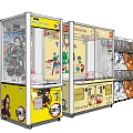Colorful Coin Operated Amusement Equipment With Claw Cranes Transparent Windows And Toys Inside