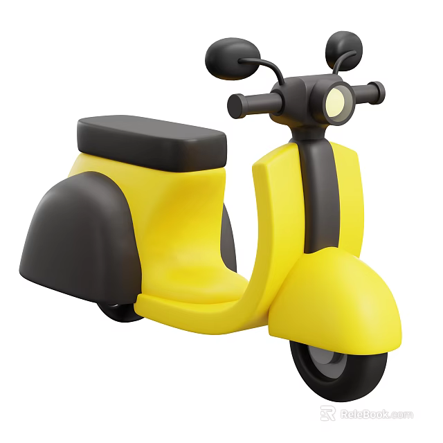 Yellow and Black Kids Toy Motorcycle with Black Seat Handlebars and Wheels 3d model 