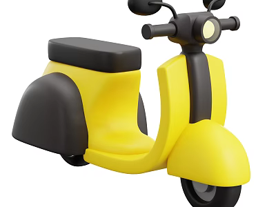 Yellow and Black Kids Toy Motorcycle with Black Seat Handlebars and Wheels 3d model