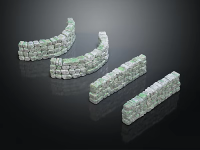 Wooden Stone Decorative Structures With Curved And Rectangular Shapes Textured Surface For Interior Decoration 3d model