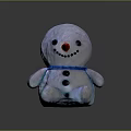 Blue Snowman Plush Toy with Red Nose Black Eyes Black Buttons and Blue Collar Sitting