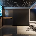 Modern Home Theater Interior Design With Starry Ceiling And Cozy Sofa 3d model
