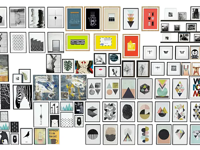 Various Decorative Artworks With Different Frames And Diverse Patterns For Wall Decor 3d model