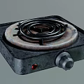 Vintage Electric Stove Burner Kitchen Appliance With Coil Heating Element And Metal Base