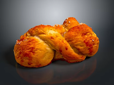 Delicious Homemade Baked Bread With Golden Crust Sesame Seeds Twisted Shape And Soft Fluffy Texture 3d model