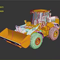 Orange Utility Loader Vehicle With Front Bucket White Wheels And Heavy Duty Cab Structure