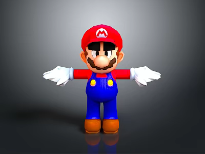 Classic Mario Figure With Red Hat Blue Overalls White Gloves And Brown Shoes 3d model