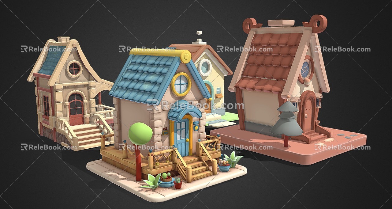 House Cabin Cartoon Cabin Cartoon House 3d model