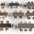 Various Wooden Dining Table Sets With Matching Chairs And Different Styles 3d model
