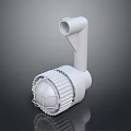 White Industrial Mechanical Component With Curved Pipe And Mesh Cover 3d model