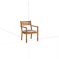 Natural Wooden Armchair With Light Cushioned Seat And Simple Armrest Design