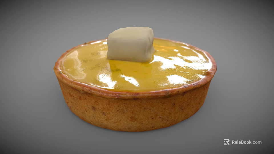 Delicious Pie With Brown Crust Yellow Filling And Butter On Top 3d model 