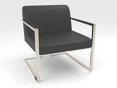 Modern Black Leather Accent Chair With Sleek Metal Frame And Minimalist Design 3d model