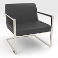 Modern Black Leather Accent Chair With Sleek Metal Frame And Minimalist Design