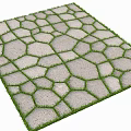Garden Path Paving with Irregular Stone Slabs and Grass Growing Between Gaps Natural Landscape Design