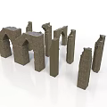 Ancient Stone Ruins Featuring Arches Columns And Historical Architectural Elements 3d model