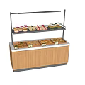 Wooden Two Tier Display Shelf With Pastries Sushi And Food Items