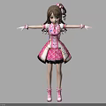 Cute Game Movie Character in Pink Dress with Ponytail and Hair Accessory