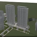 Aerial Planning of Urban High Rise Towers With Surrounding Buildings Roads and Greenery