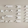 Various White Ceiling Design Components With Different Shapes For Interior 3d model