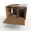 Detailed Miniature Architectural Model With Wooden Structure Arched Doorways And Circular Floor