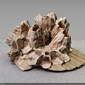 Light Brown Coral Polyps With Holes And Folds Displayed On Gray Cloth Surface