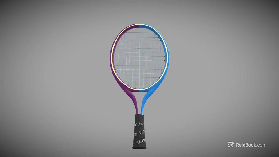 Sporting Equipment Colorful Tennis Racket With Purple Blue Frame And Black Handle 3d model 