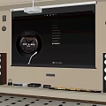 Modern Projection Monitoring Setup With Large Screen Projector Speakers Fireplace And Rug