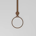 Round Brown Hanging Bathroom Mirror with Minimalist Design and Simple Frame 3d model