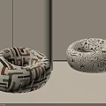 Modern Minimalist Single Seater Sofa with Round Shape and Geometric Abstract Patterns 3d model