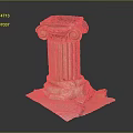 Ancient Greek Stone Column With Weathered Capital Intricate Shaft And Solid Base 3d model
