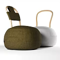 Modern Single Sofa Design Featuring White And Olive Green Upholstery With Wooden Arms