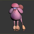 Playful Pink Poodle 3D Model With Curly Coat And Fluffy Tail