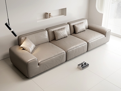 Modern three-seat sofa Three-seat leather sofa model