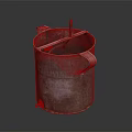 Rusty Vintage Metal Bucket With Two Handles Central Metal Rod And Bottom Valve
