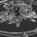 Futuristic Sci Fi Space Station With Circular Rings And Intricate Metallic Design