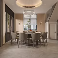 Modern Living and Dining Room Interior With Sofa Coffee Table Plants And Floor Lamp