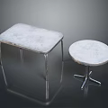 Modern Rectangular And Round Tables With White Tabletop And Metal Legs 3d model