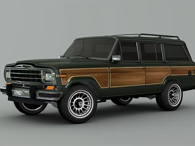 Vintage Dark Green SUV With Wooden Side Panels Classic Design And Alloy Wheels 3d model