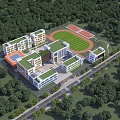 School teaching building gymnasium playground middle school Senior high school nine-year junior high school 3d model