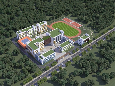 School teaching building gymnasium playground middle school Senior high school nine-year junior high school 3d model