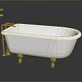 Classic White Freestanding Bathtub With Gold Metal Legs And Faucet Bathroom Furniture