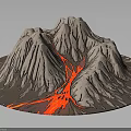 Volcanic Terrain With Flowing Lava And Rugged Gray Mountain Surface Texture 3d model