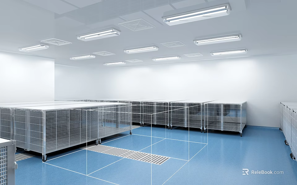 Modern Laboratory Interior Design With Bright Lighting And Metal Structures 3d model