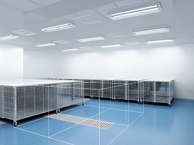 Modern Laboratory Interior Design With Bright Lighting And Metal Structures 3d model